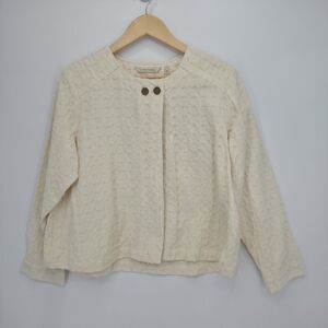 Soft Surroundings Swing Topper Jacket Basketweave Cream Size Medium